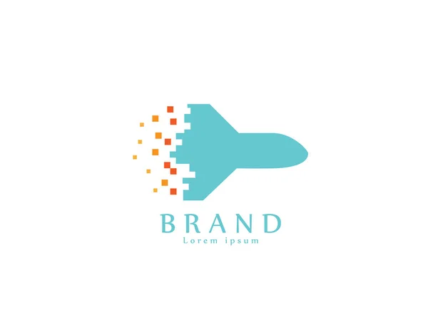 Avion Aérien Pixels Logo Fond Blanc Illustartion Design — Image vectorielle