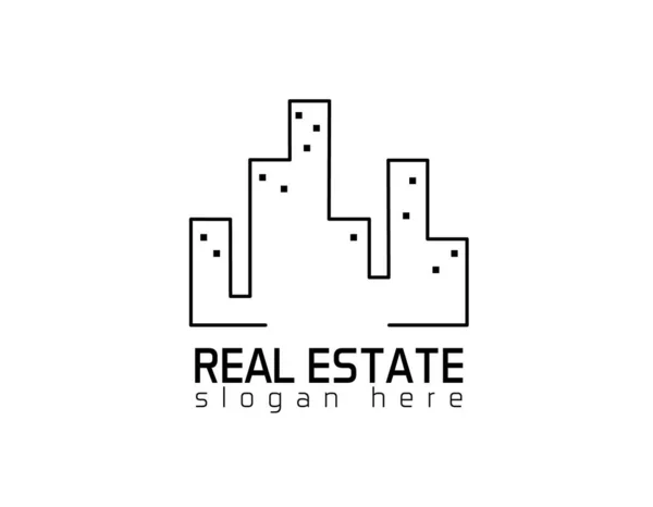Stad Real Estate Logo Witte Achtergrond Illustartion Ontwerp — Stockvector