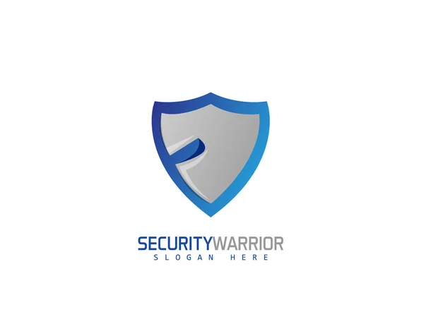 Logo Security Warrior Fond Blanc Illustartion Design — Image vectorielle