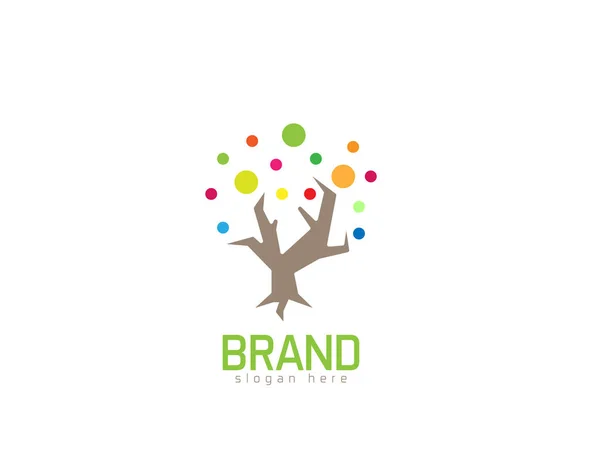 Bunte Baum Logo Weißer Hintergrund Illustration Design — Stockvektor