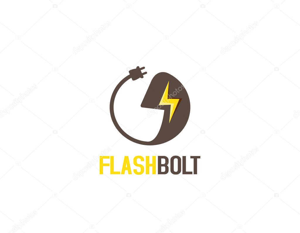 Flash bolt logo- white background illustartion design