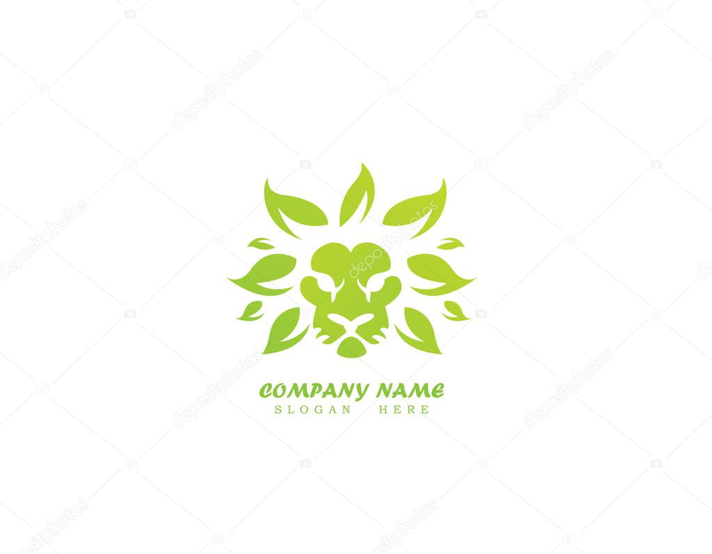 Lion leaf logo- white background illustartion design