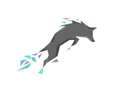 Geometrik Kurt logosu - beyaz arkaplan çizimi tasarımı