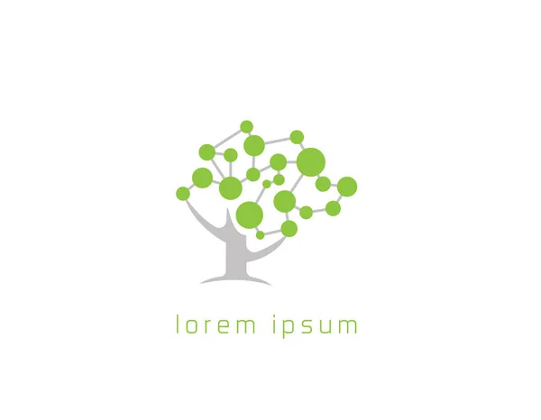 Beyin yeşili ağaç logosu - beyaz arkaplan çizimi tasarımı