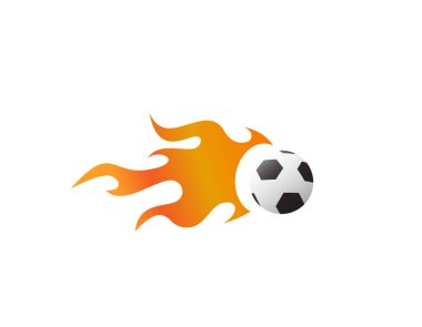 Futbol topu logosunu ateşle- beyaz arkaplan illüstrasyon tasarımı