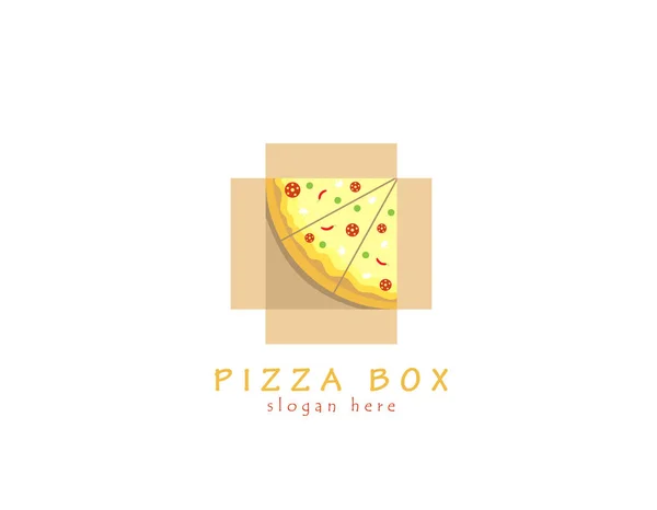Pizza Box Logo White Background Illustartion Design — Stock Vector