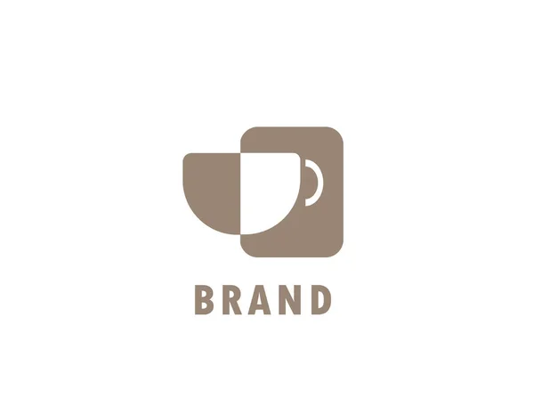 Logotipo Sinal Café Fundo Branco Design Ilusão — Vetor de Stock
