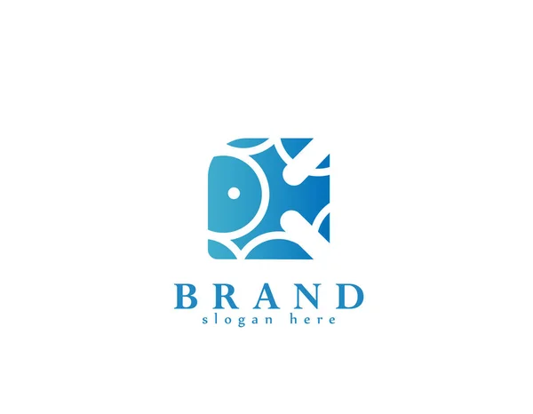 Logotipo Abstracto Pescado Fondo Blanco Diseño Ilustración — Vector de stock