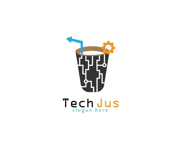 Teknik Jus Logo Vit Bakgrund Illustartion Design — Stock vektor