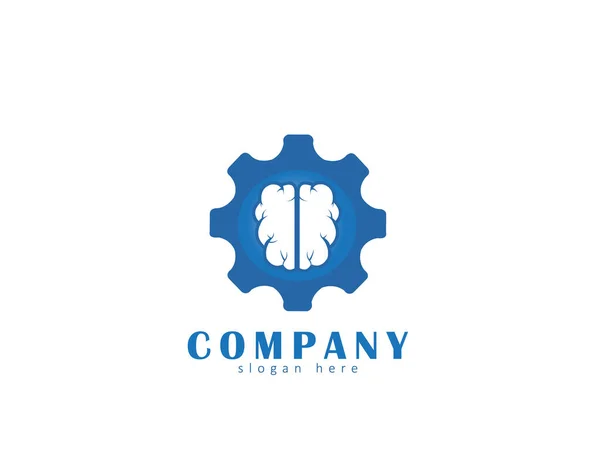 Cervello Ingranaggio Logo Sfondo Bianco Illstartion Design — Vettoriale Stock