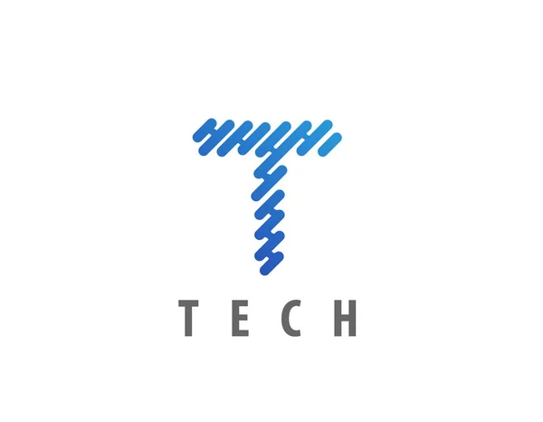 Tecnología Letra Icono Diseño Logo Elemento — Vector de stock