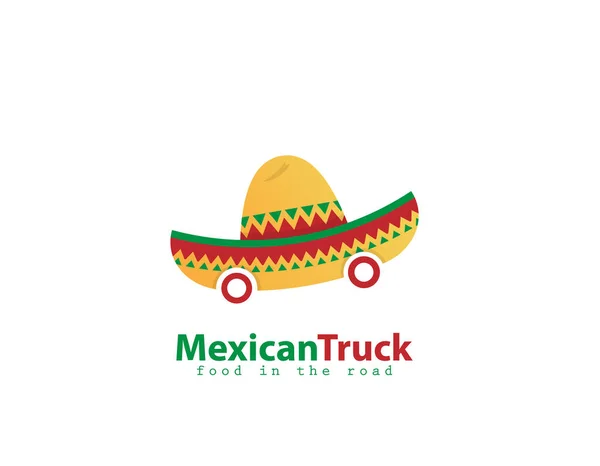 Mexikanische Lkw Lebensmittel Logo Design Weißer Hintergrund Illustration Design — Stockvektor