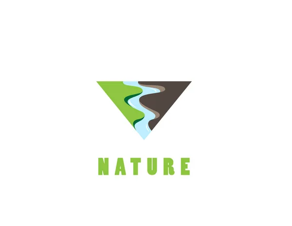 Diseño Logotipo Triangle Nature River Fondo Blanco Diseño Ilustración — Archivo Imágenes Vectoriales