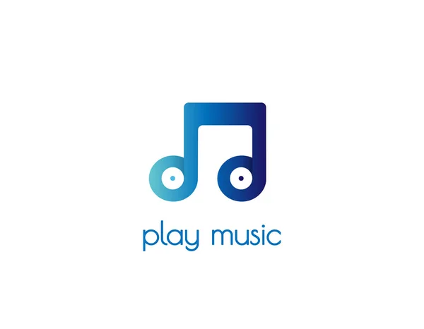 Platte Notiz Spielen Musik Logo Design Weißer Hintergrund Illustration Design — Stockvektor