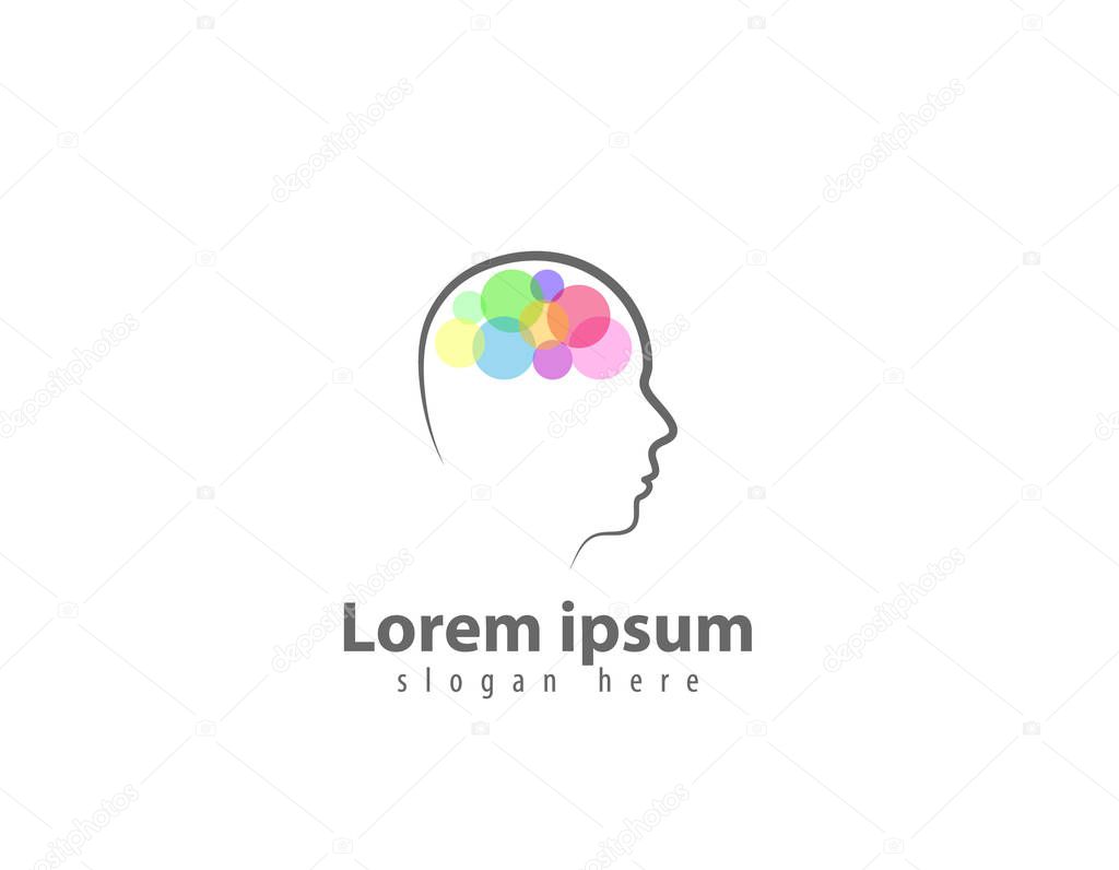 Brain, Creative mind, learning and design icons. Man head logo