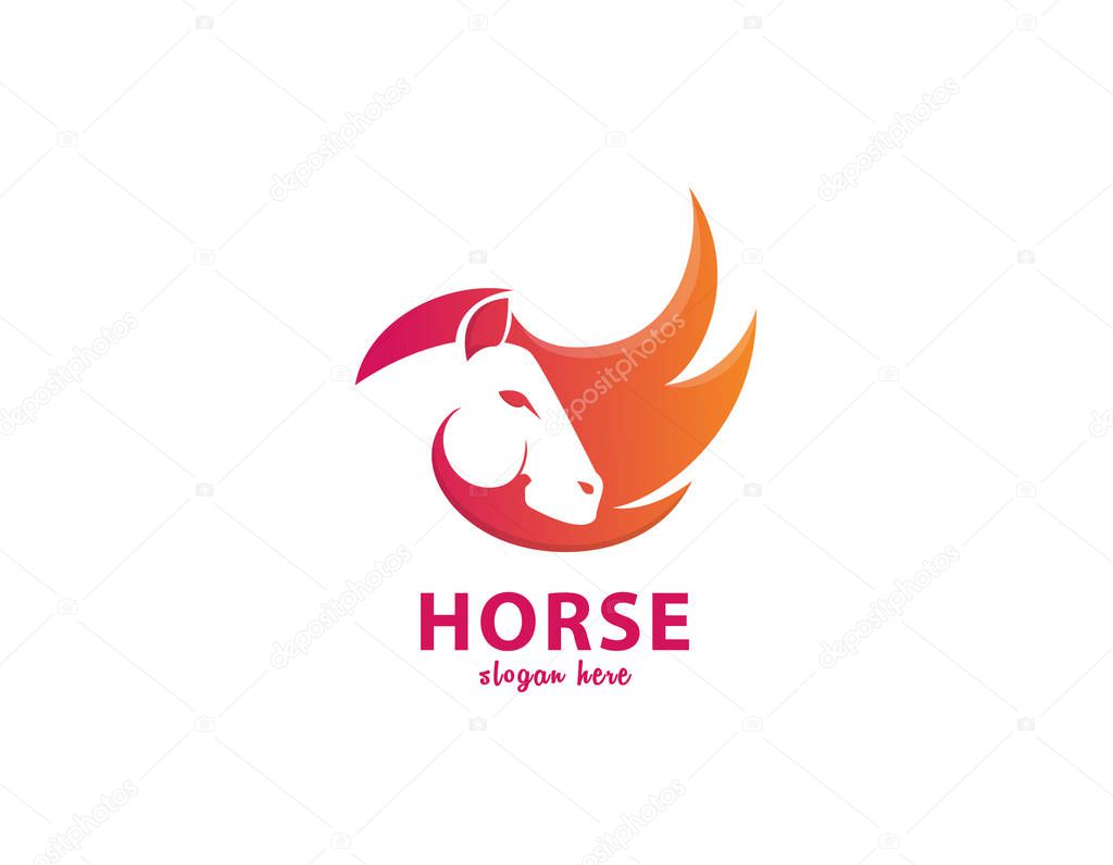 Horse logo abstract vector- white background illustartion design
