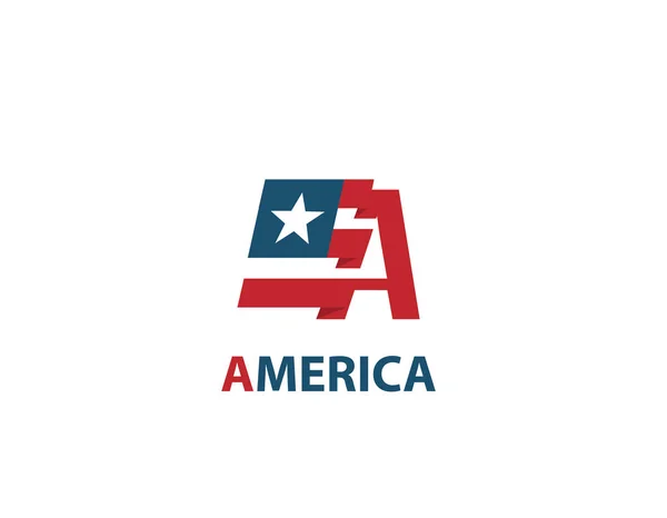 Bir harf Amerika bayrak tasarım logosu - beyaz arkaplan çizimi tasarımı
