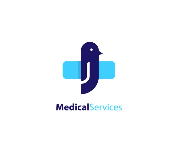 Serviços Médicos Logotipo Pássaro Fundo Branco Design Ilusão — Vetor de Stock
