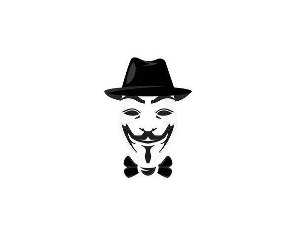 Mysterious Computer Hacker Icon Logo White Background Illustartion Design — Vector de stock