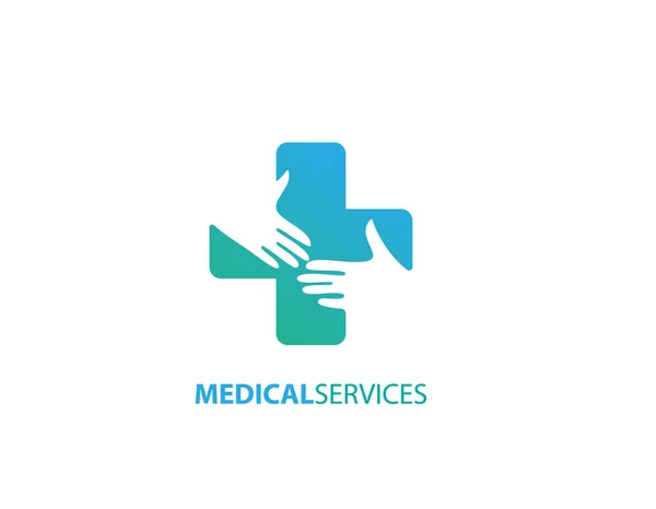 Serviços Médicos Mão Ajuda Logotipo — Vetor de Stock
