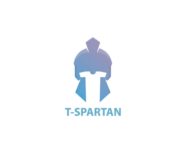 Shirt Espartano Capacete Logotipo Design — Vetor de Stock