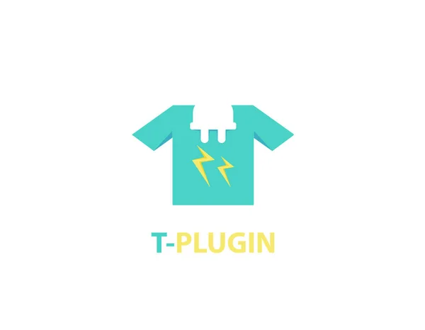 Plug Shirt Design Logotipo — Vetor de Stock