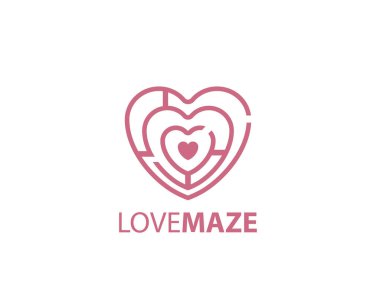 Aşk labirenti tasarımı Kalp şekli logosu