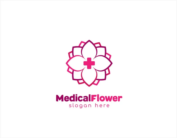 Flor Médica Design Ervas Logotipo — Vetor de Stock