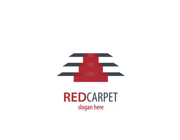 Roter Teppich Treppe Logo Weißer Hintergrund Illustration Design — Stockvektor