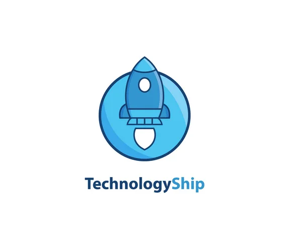 Raket Fartyg Teknik Logotyp Design — Stock vektor