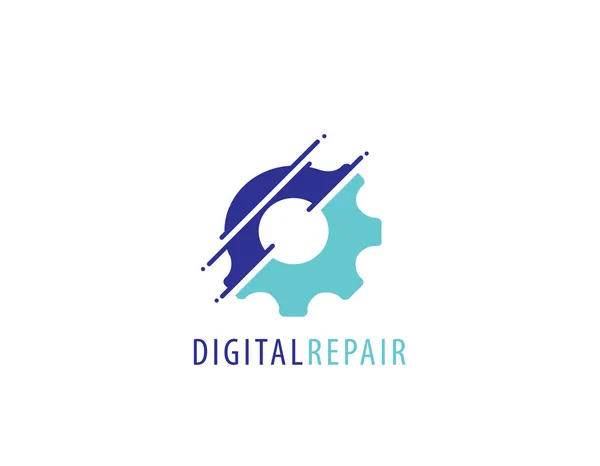 Logogear Reparação Digital Design Ilusão Fundo Branco —  Vetores de Stock