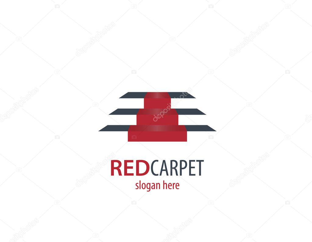 Red carpet stairs logo- white background illustartion design 