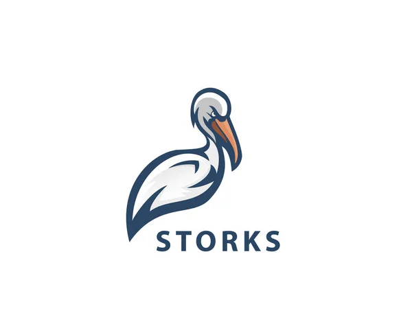 コウノトリのロゴ鳥のサイン — ストックベクタ