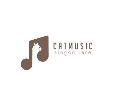 Kedi müzik logosu tasarım başı