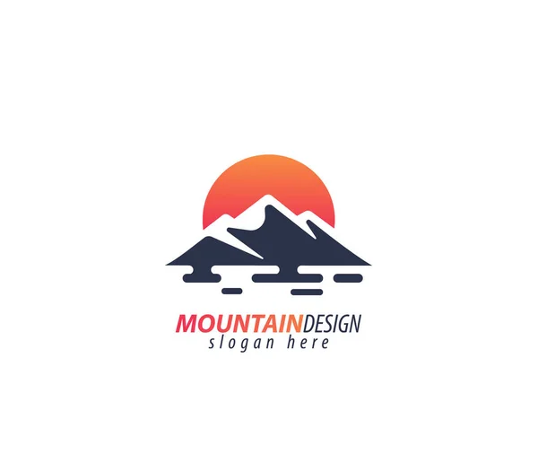 Montagne Soleil Logo Signe — Image vectorielle