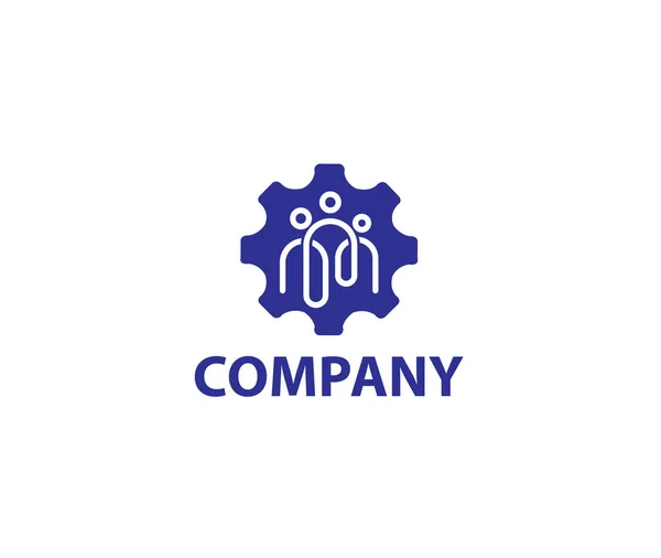 People Gear Logo Design Della Tecnologia — Vettoriale Stock