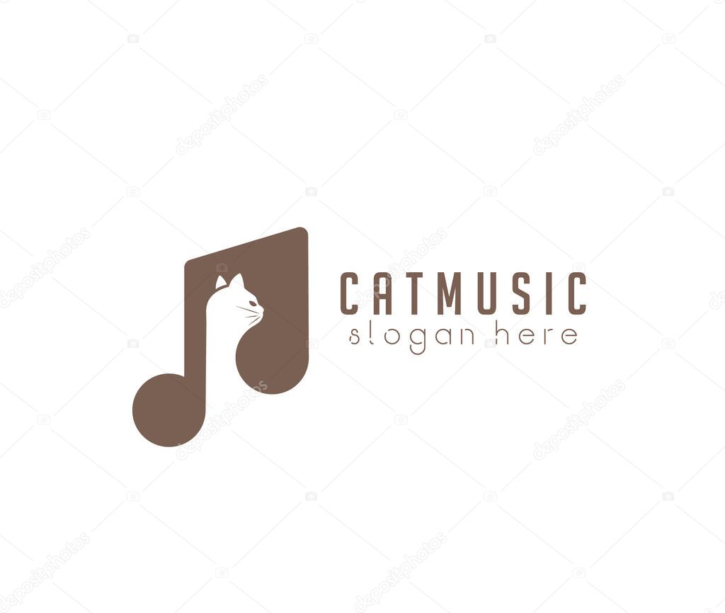 Cat music logo design head