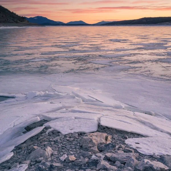 Premier plan texturé du lac Icy Abraham — Photo