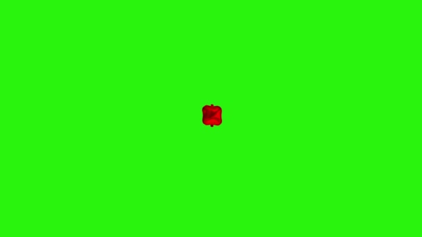 Červený symbol Full Stop. Červená fólie helium balón symbol plovoucí na zelené obrazovce — Stock video