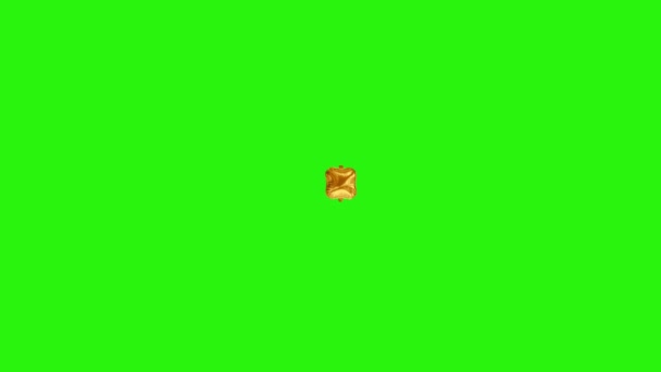 Golden symbol FULL STOP. Gold foil helium balloon symbol floating on green screen — ストック動画