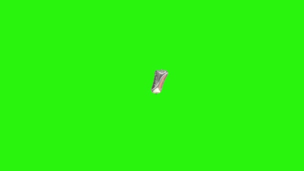 Símbolo plata COMMA. Símbolo de globo de helio de lámina de plata flotando en pantalla verde — Vídeo de stock