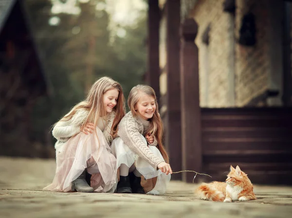 Dos Hermanas Jugando Aire Libre — Foto de Stock