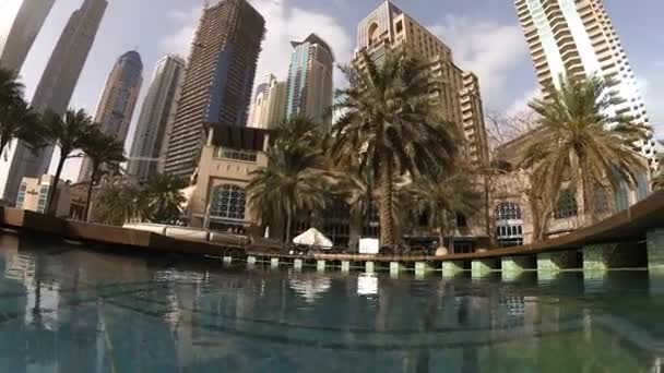 Tall Dubai Marina skyscrapers in UAE — Stock Video