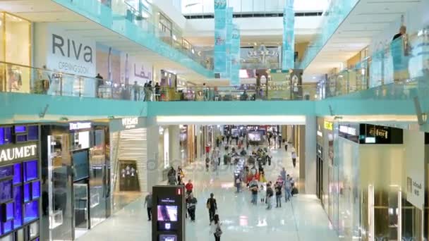 DUBAI, Emiratos Árabes Unidos - FEBRERO, 2017: Dubai Mall on February 17, 2017 in Dubai, UAE — Vídeo de stock