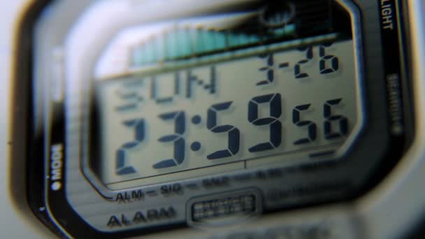 Close-up of the face of the electronic clock — Stock Video
