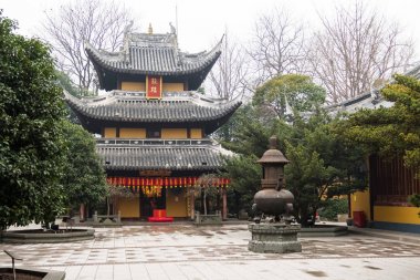 Shanghai, Çin - 15 Ocak 2018: Eski Longhua Pagoda Shanghai, Çin