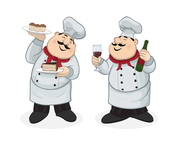 Chef Dessert Chef Red Wine — Stock Vector