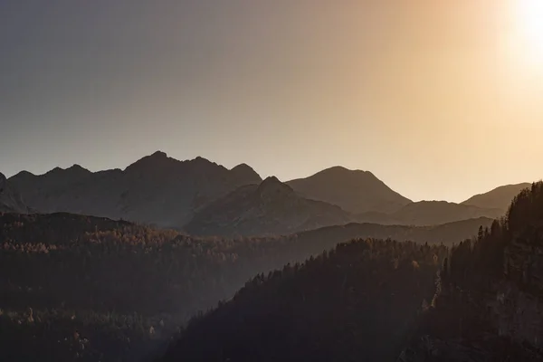 Julian Alperna Och Prealperna Slovenien Vid Solnedgången — Stockfoto