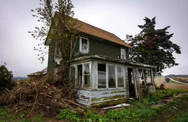 Antigua Casa Campo Abandonada Ruinas Wisconsin Rural — Foto de Stock