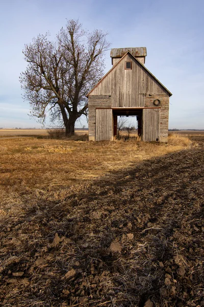 Stará kukuřičná postýlka na poli. Bureau County, Illinois, Usa — Stock fotografie